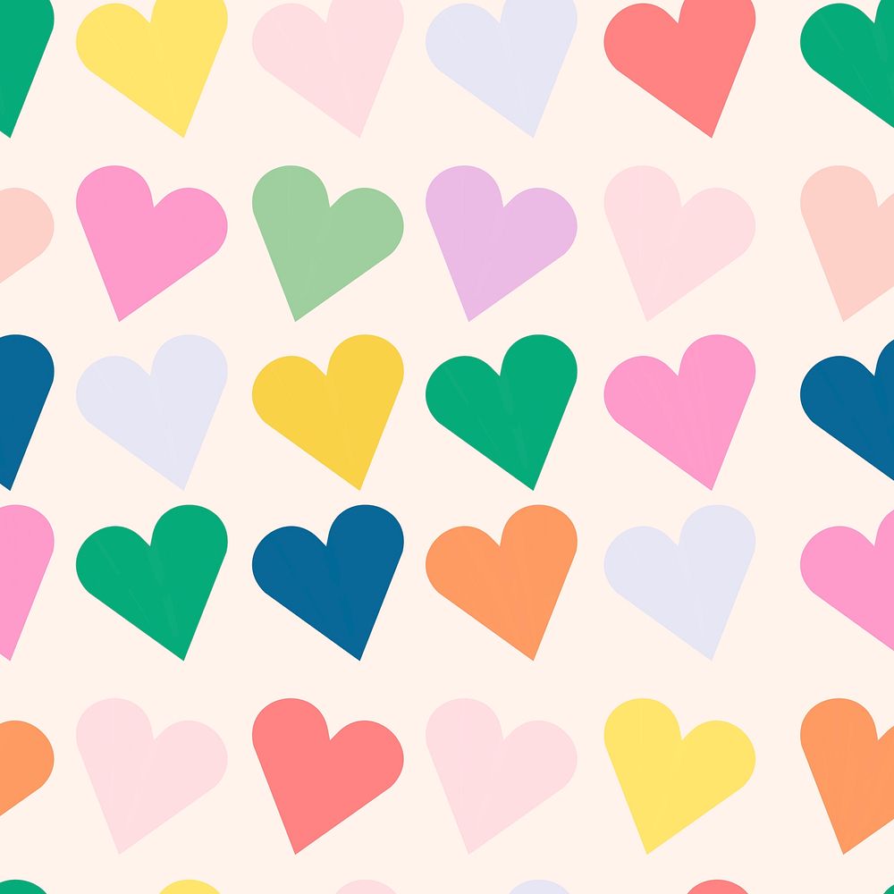 Heart seamless pattern, valentines colorful background vector