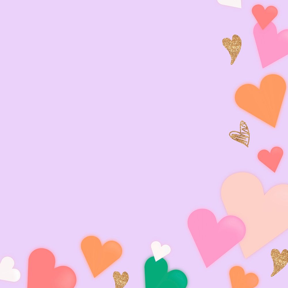 Colorful hearts background border valentine&rsquo;s design