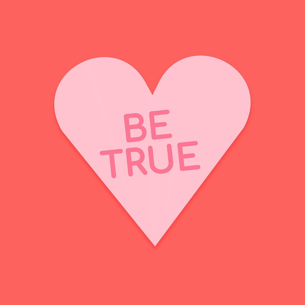 Heart shape vector stickers, be true text