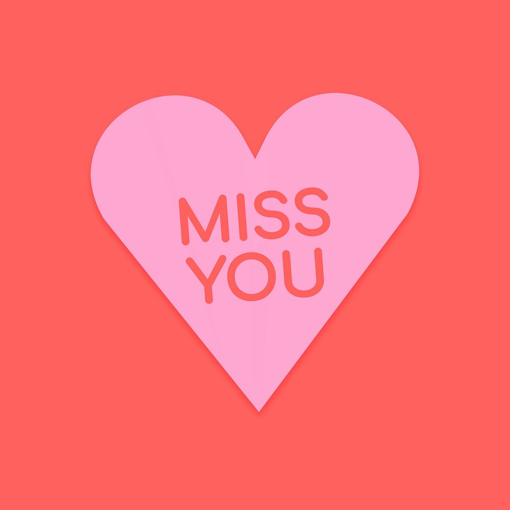 Heart shape psd stickers, miss you text