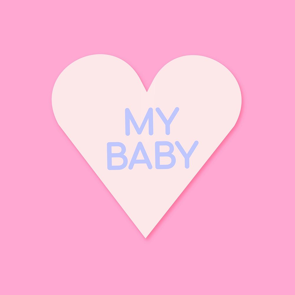 Heart shape psd stickers, baby text