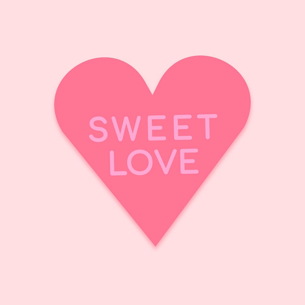 Heart shape psd stickers, cute love text
