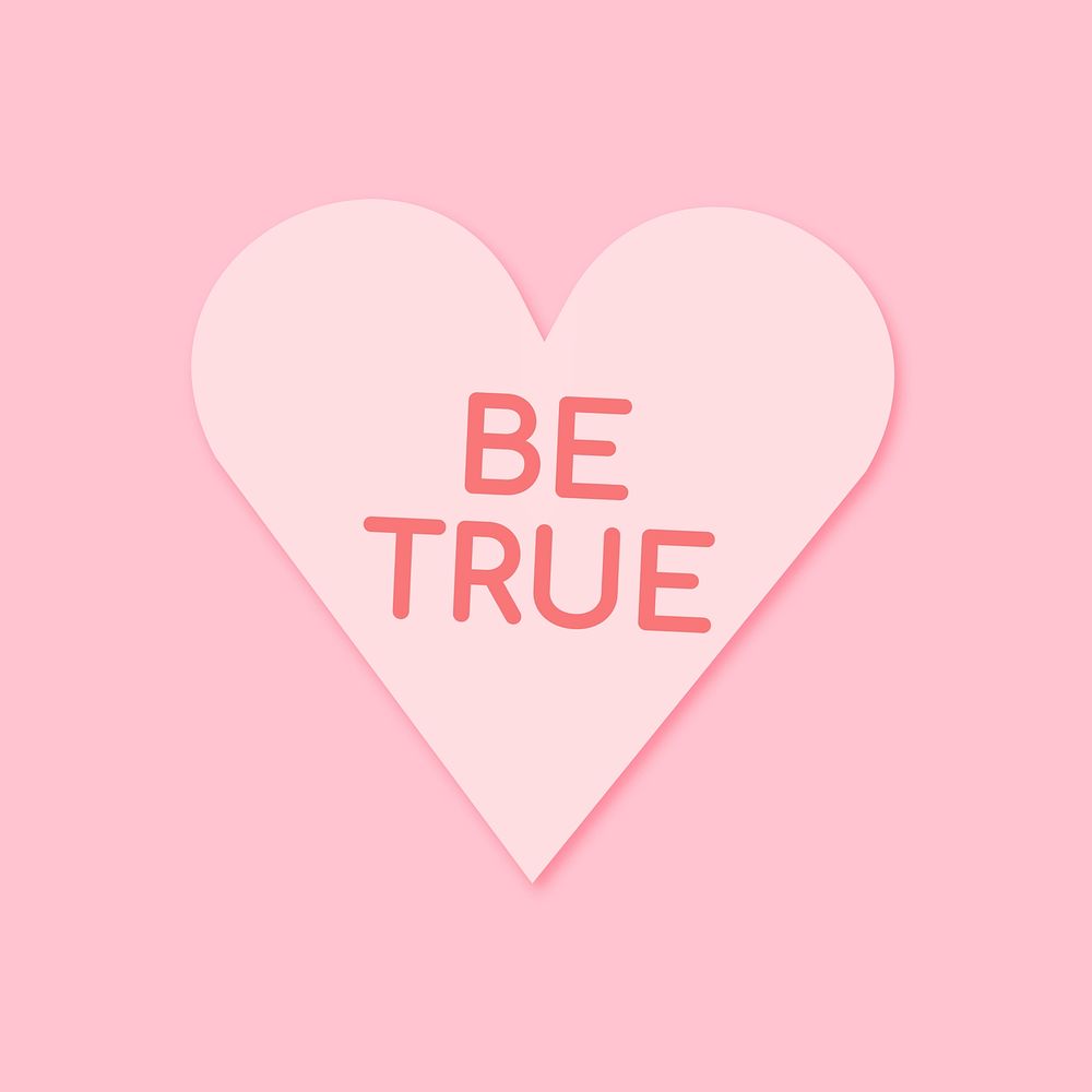 Heart shape psd stickers, be true text
