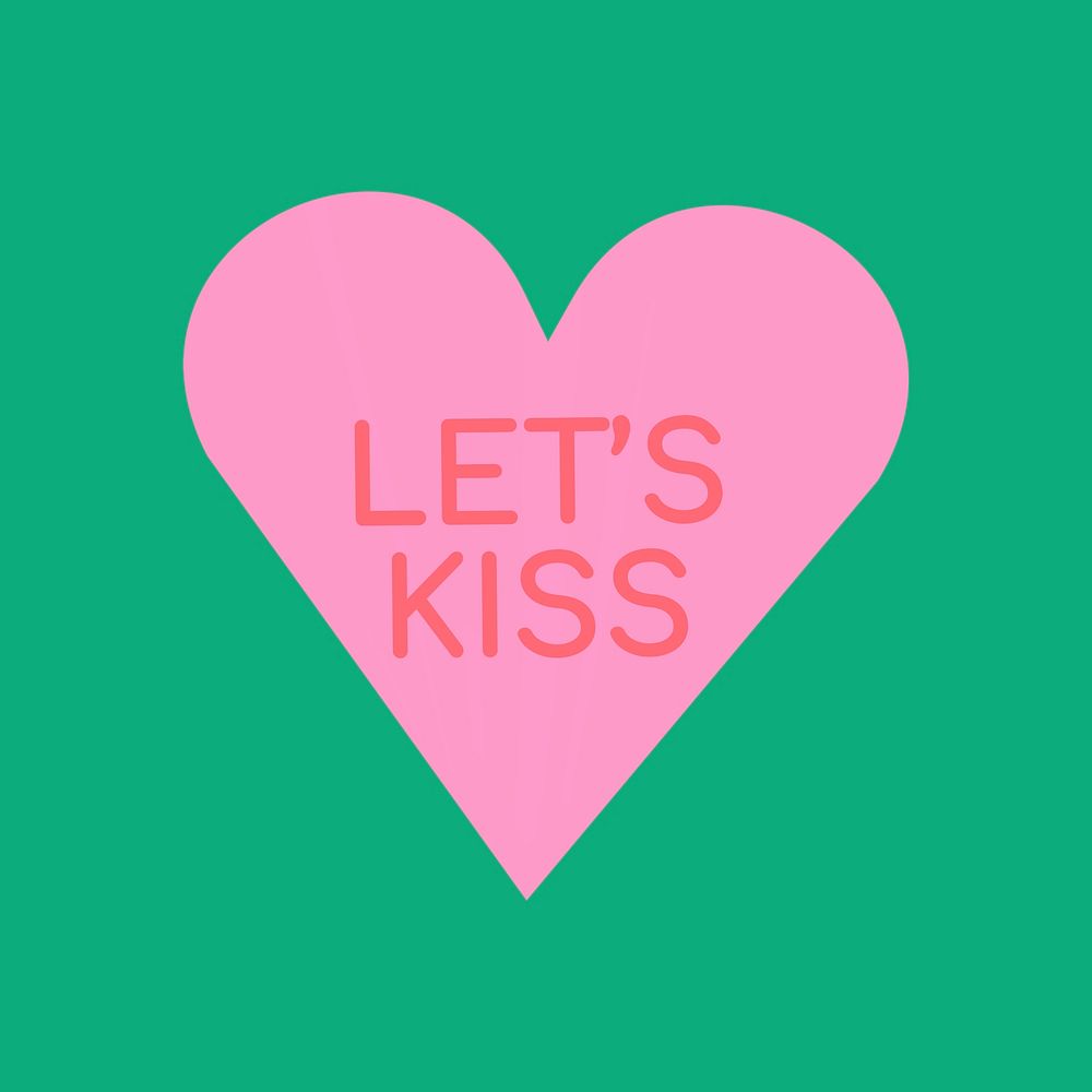 Heart shape psd stickers, kiss text