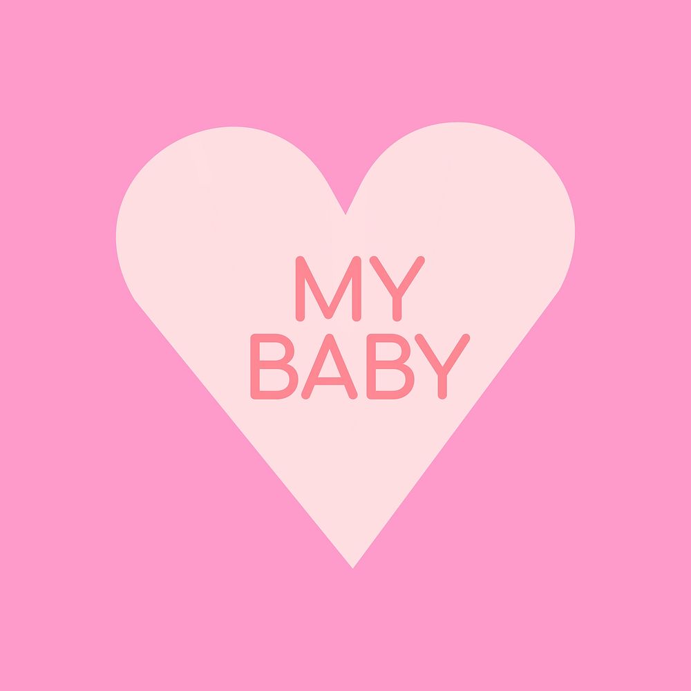 Heart shape vector stickers, baby text