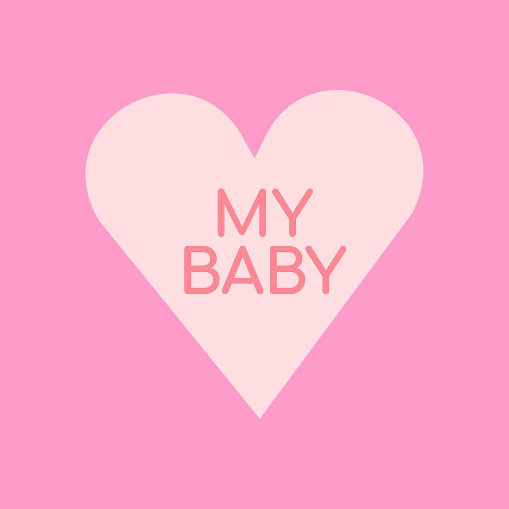 Heart shape psd stickers, baby text