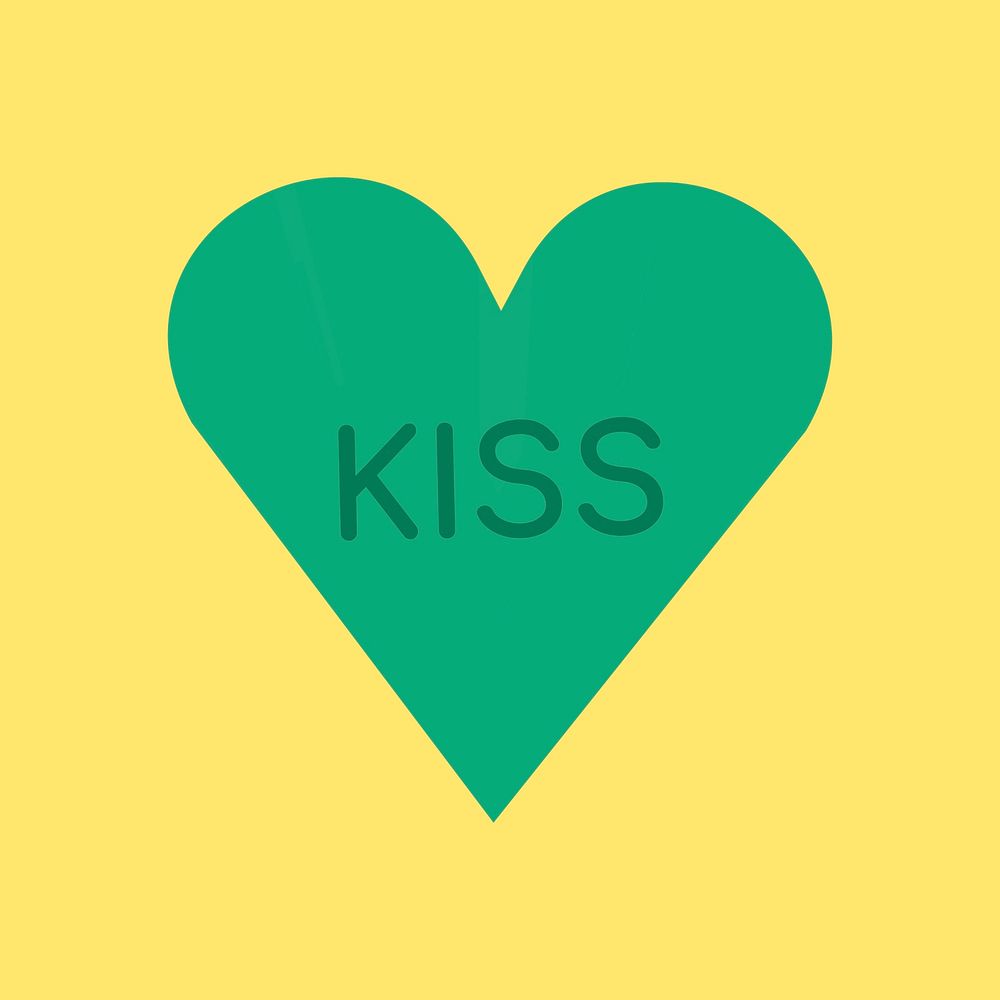 Heart shape vector stickers, kiss text