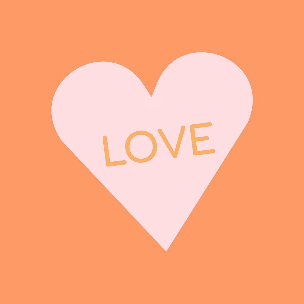 Heart shape psd stickers, love text