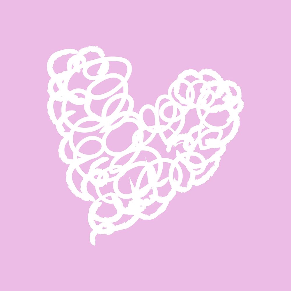 Aesthetic heart doodle clip art, cute love theme