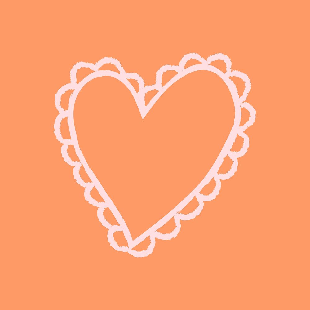 Heart doodle psd stickers, valentine love design psd
