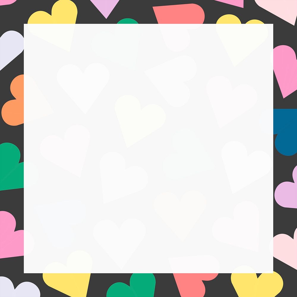 Colorful heart frame psd, cute love design