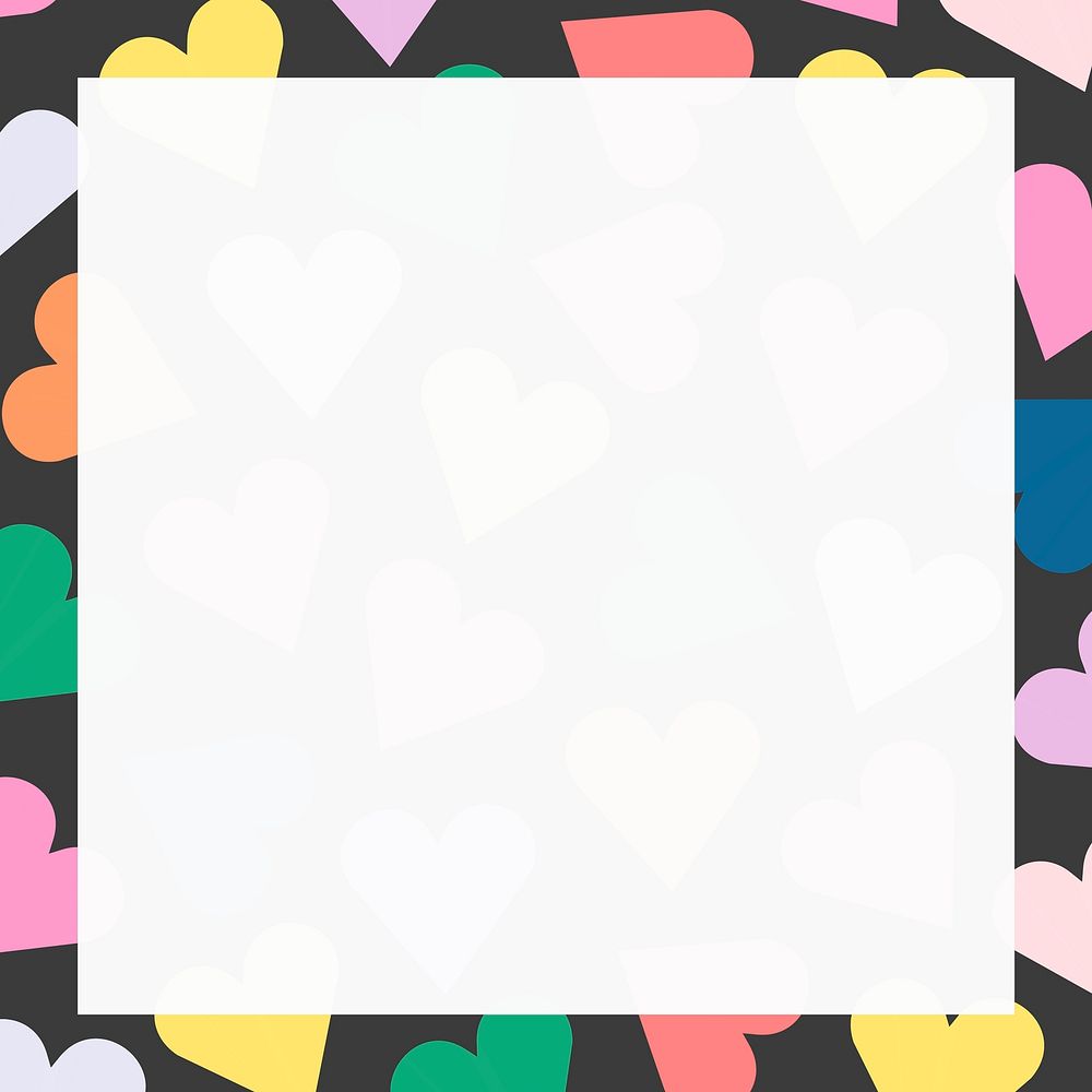 Colorful heart frame, cute love pattern