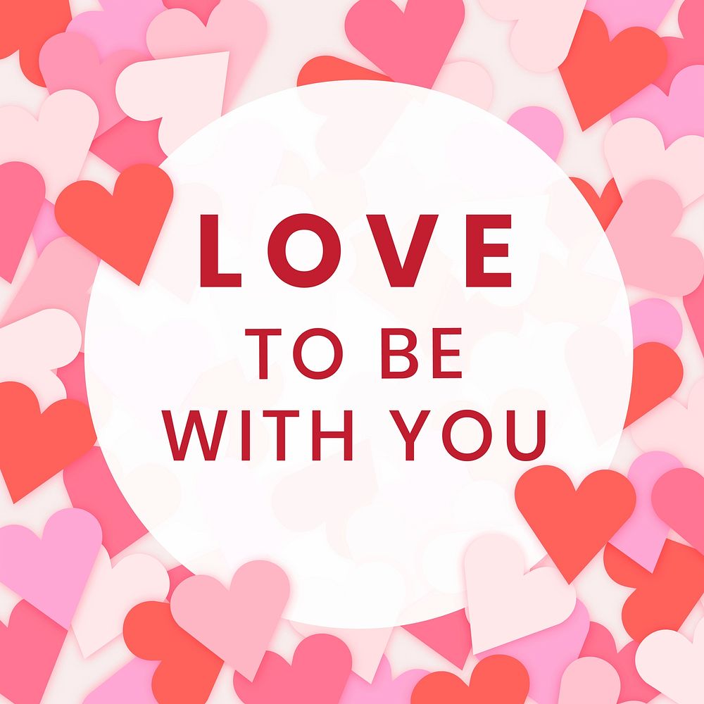 Valentine's social media post template, cute heart background design vector