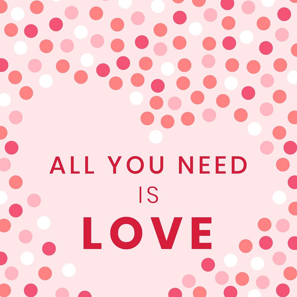Valentine's social media post template, cute polka dots background design vector