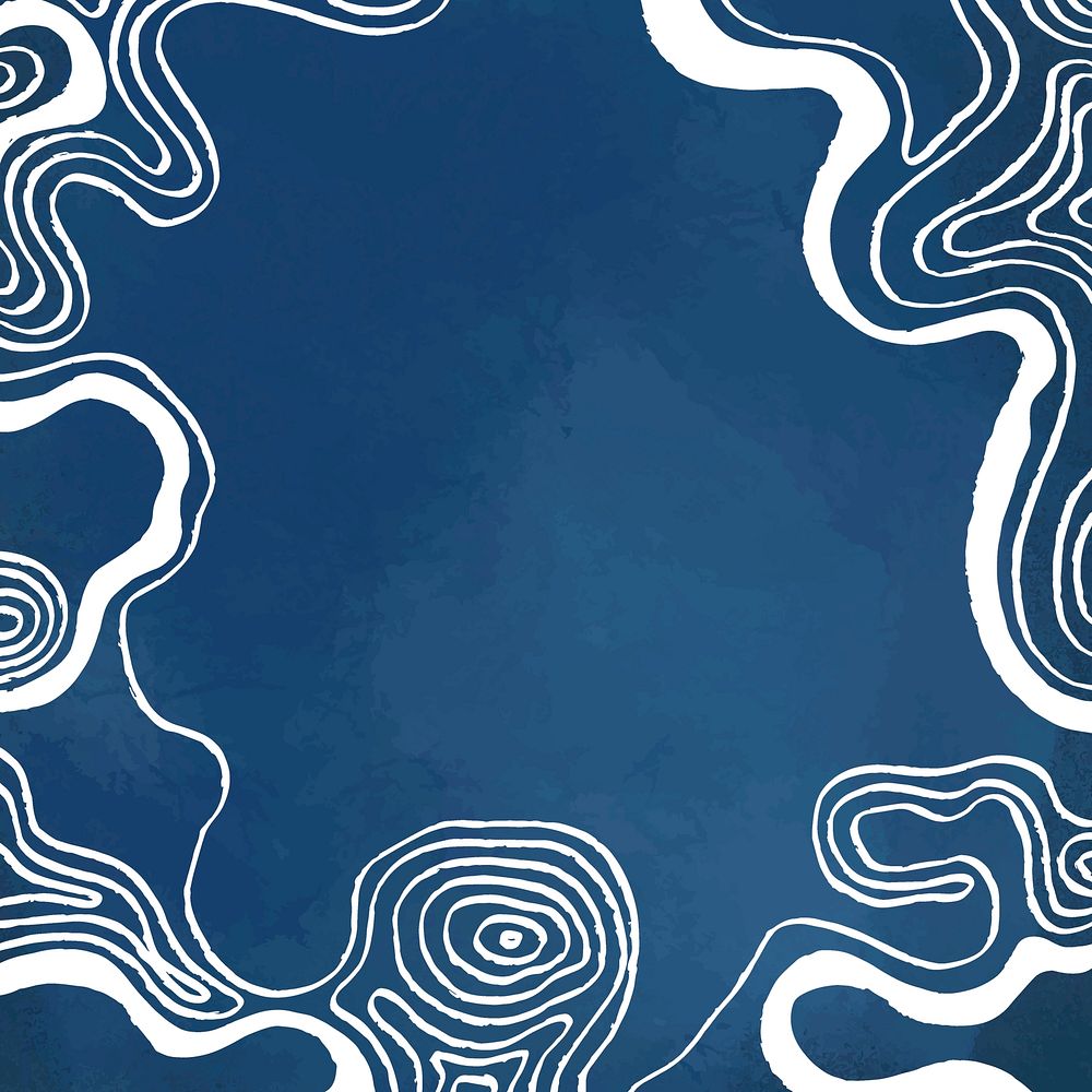 Wavy border frame blue background design vector
