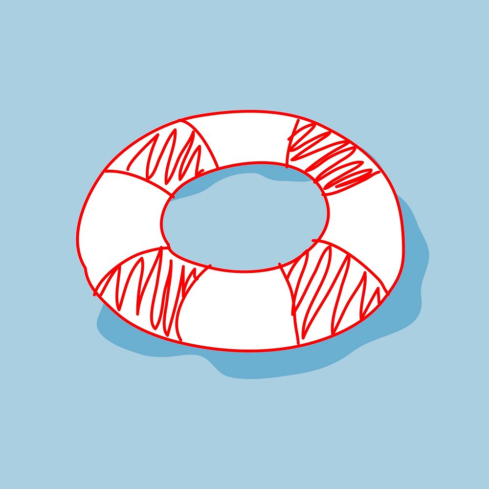Red & white lifesaver doodle on blue background image