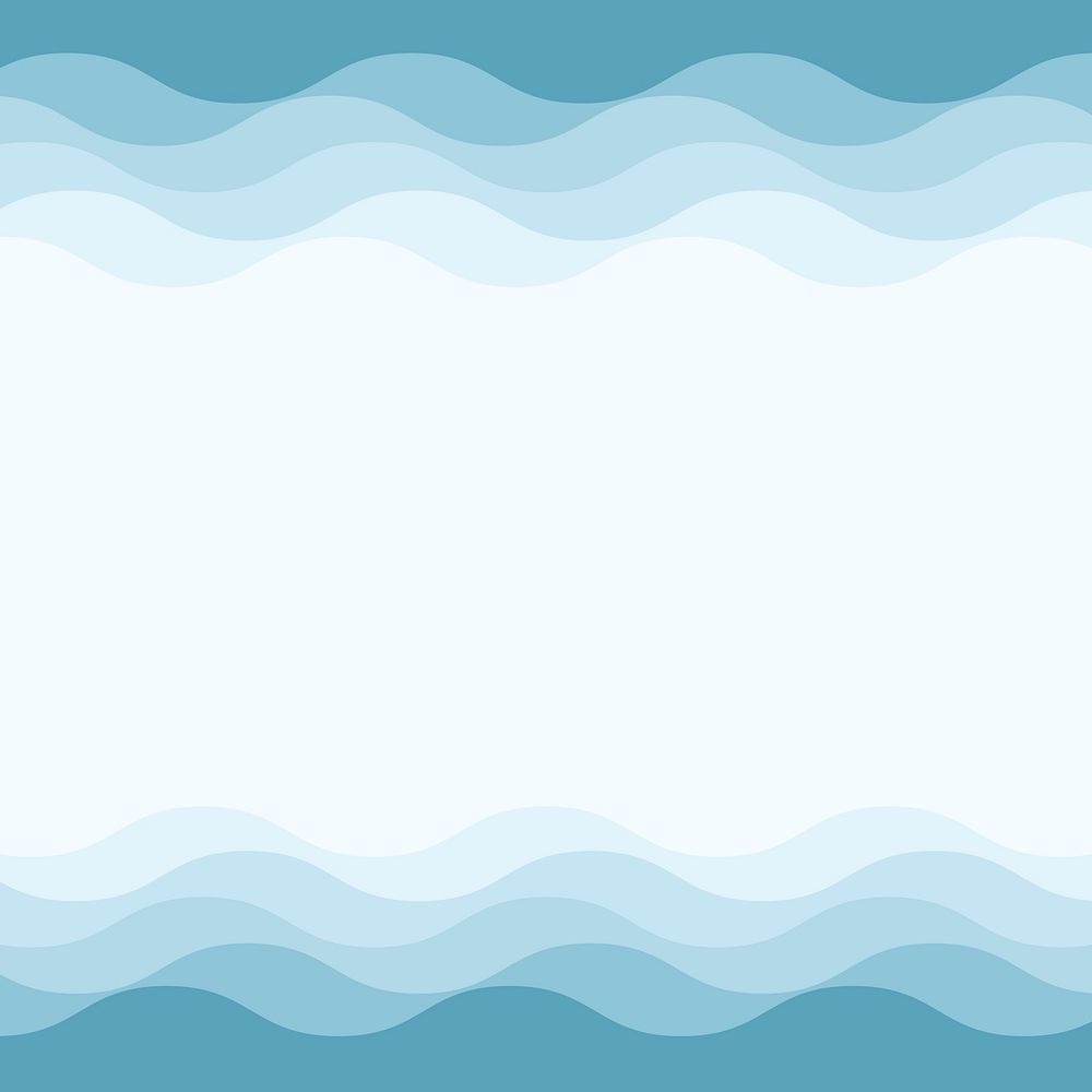 Wavy border frame background blue wave layers design vector