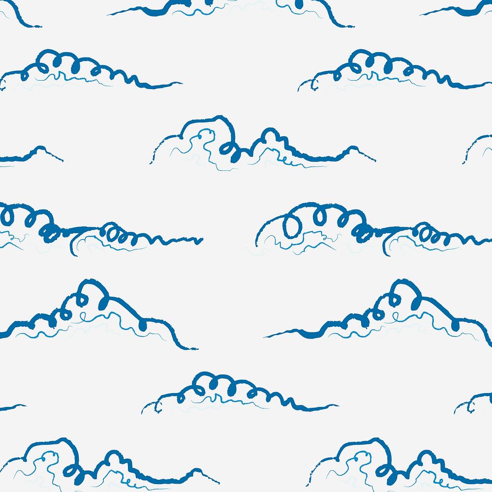 Cute wave squiggle background seamless pattern drawing design vector