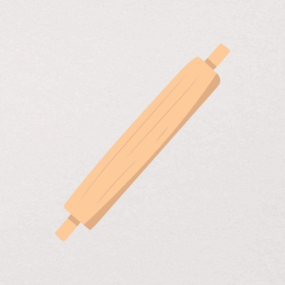 Wooden rolling pin clipart, collage element cartoon design psd