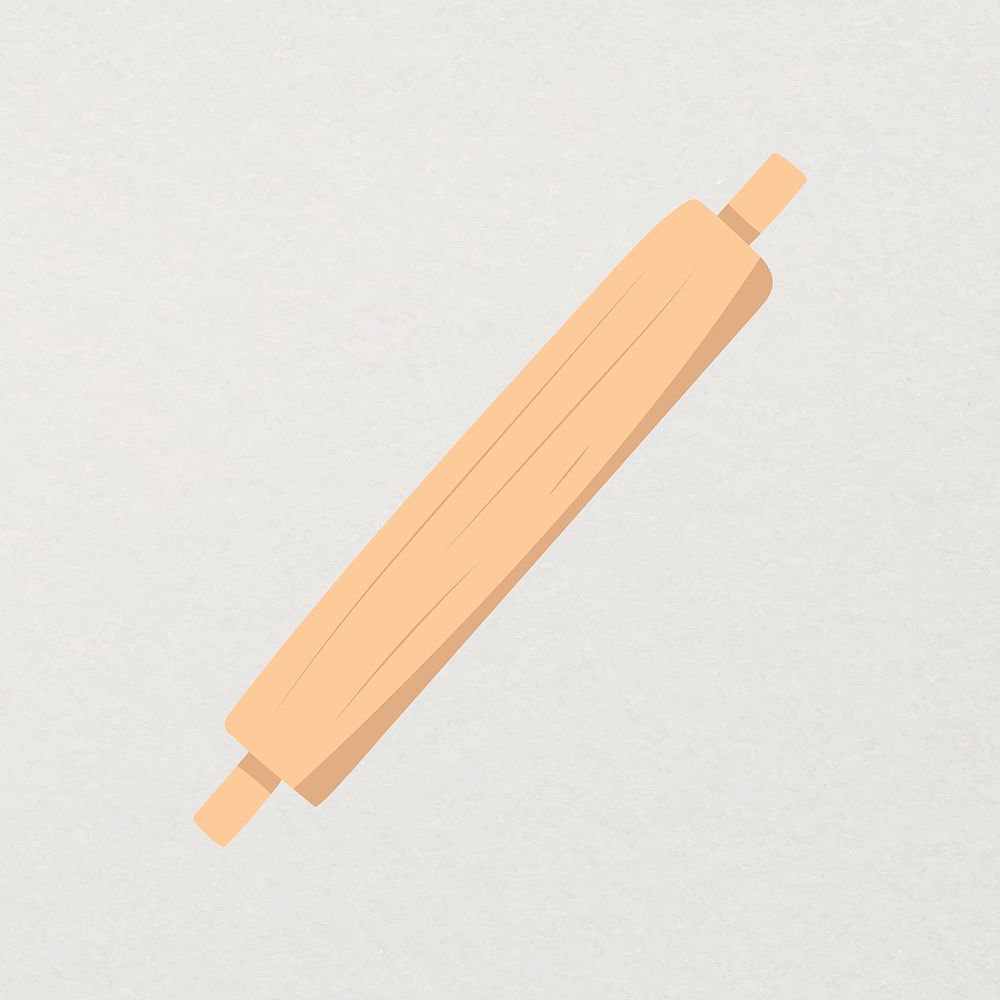 Wooden rolling pin clipart, collage element cartoon design vector