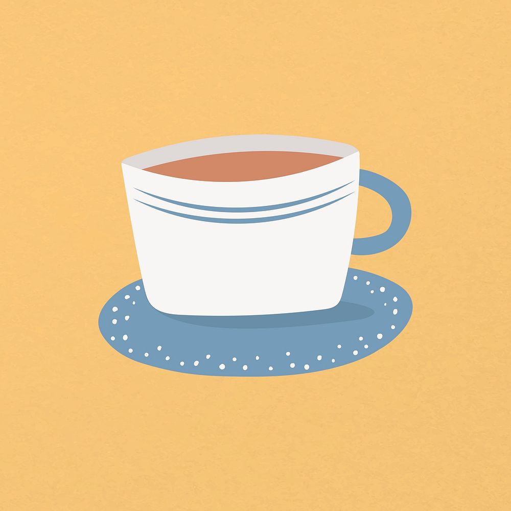 Cute coffee cup clipart, collage element cartoon design psd