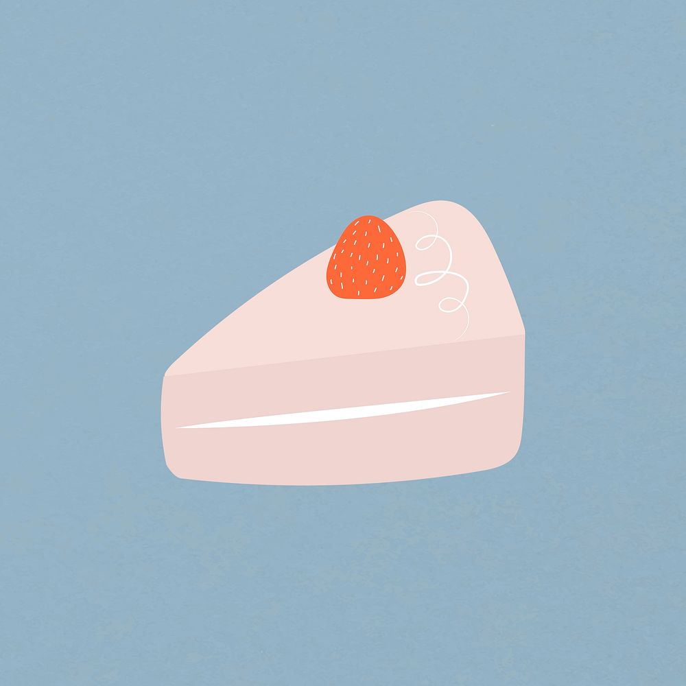 Strawberry cake clipart, collage element cartoon design psd