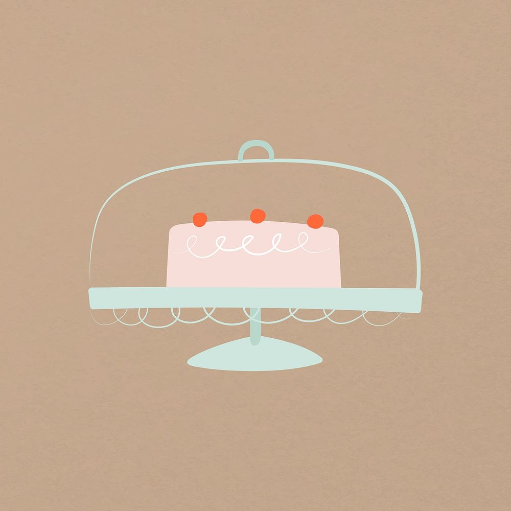 Cute strawberry cake, bakery illustration