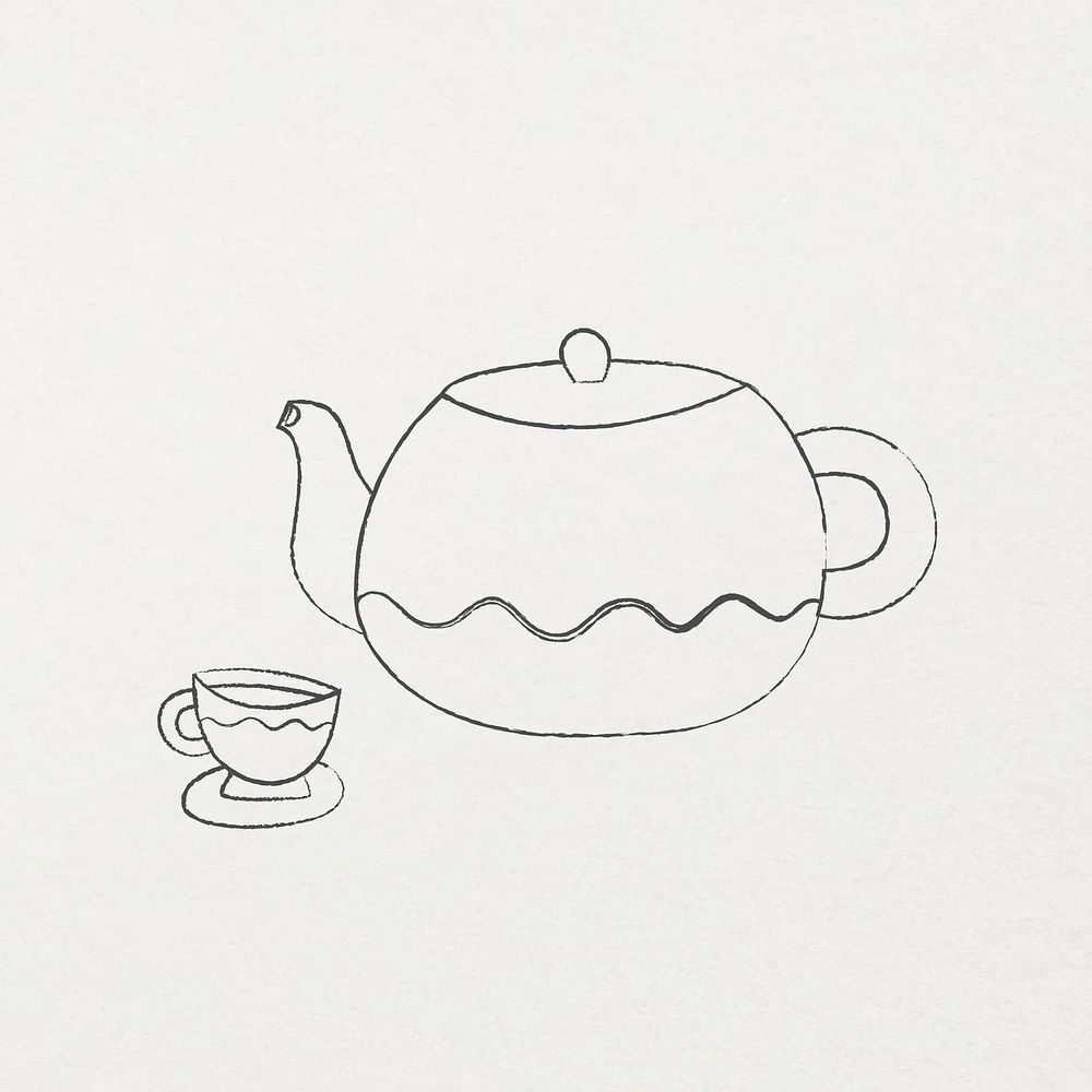 Teapot pencil drawing cute doodle design
