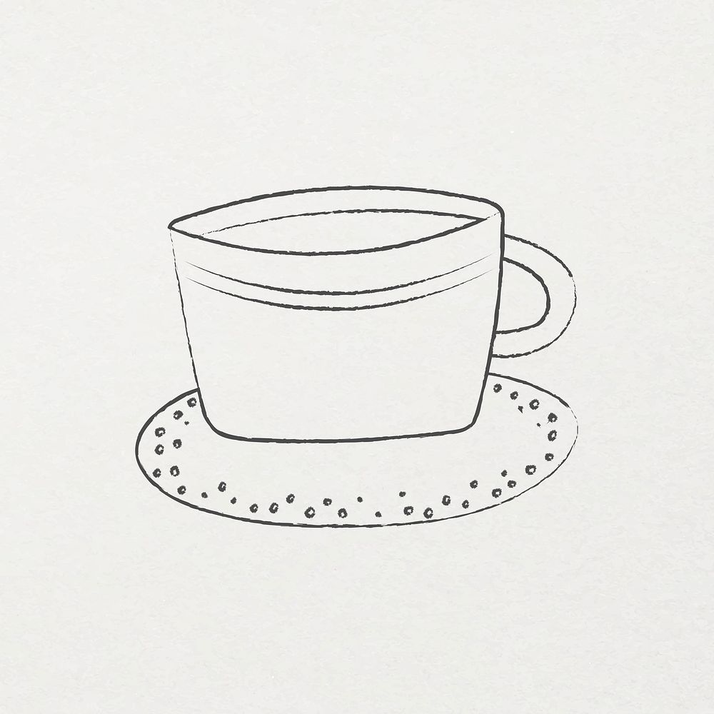 Coffee cup pencil drawing cute doodle design