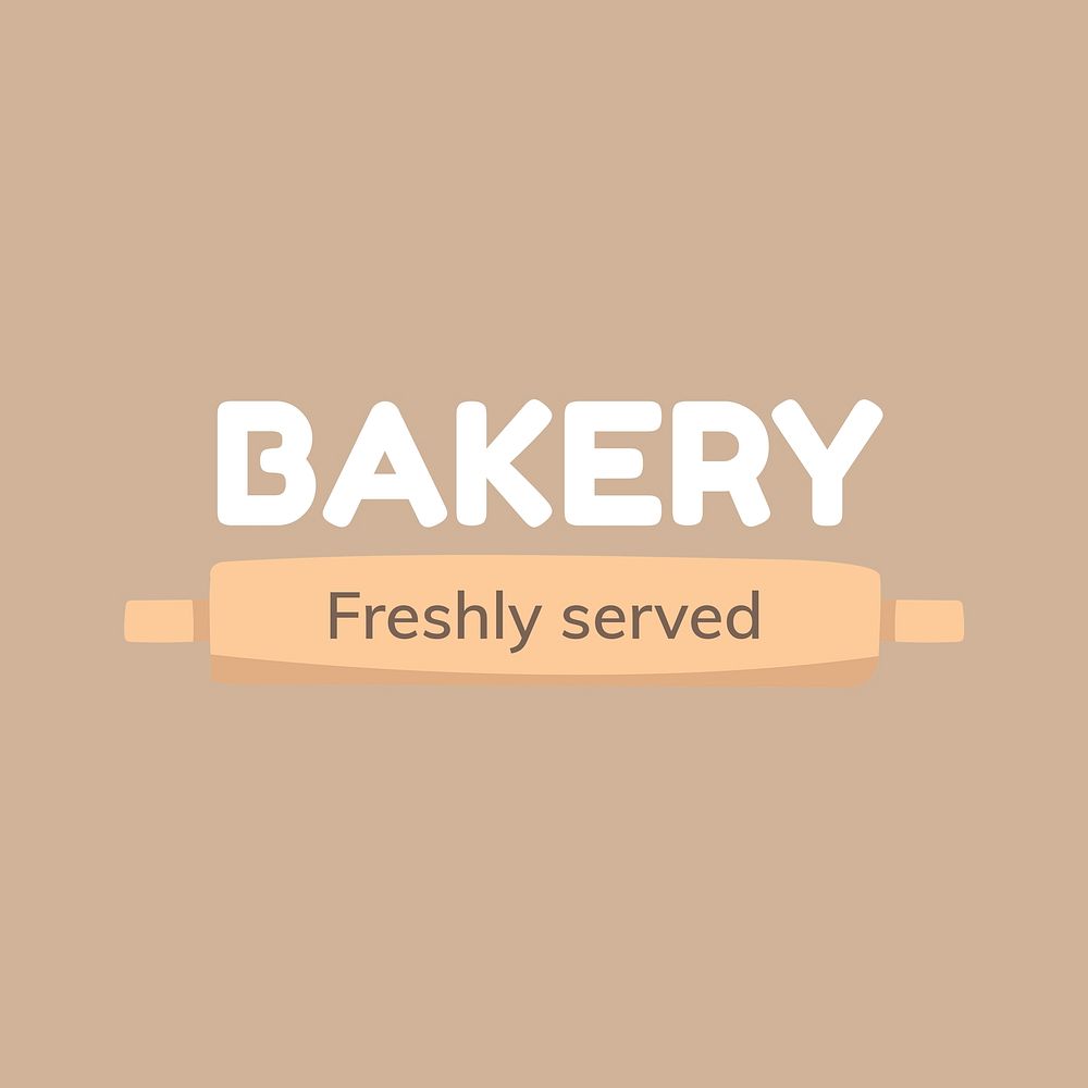 Cute rolling pin logo template, bakery brand design vector