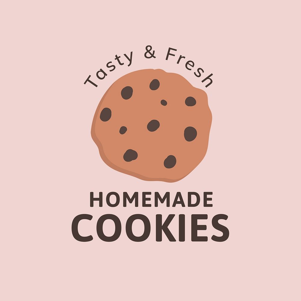 Bakery business logo template, cute cookie illustration vector