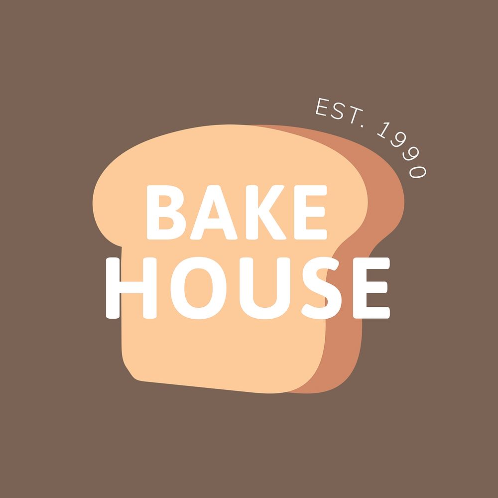 Bread logo template, cute bakery brand design vector