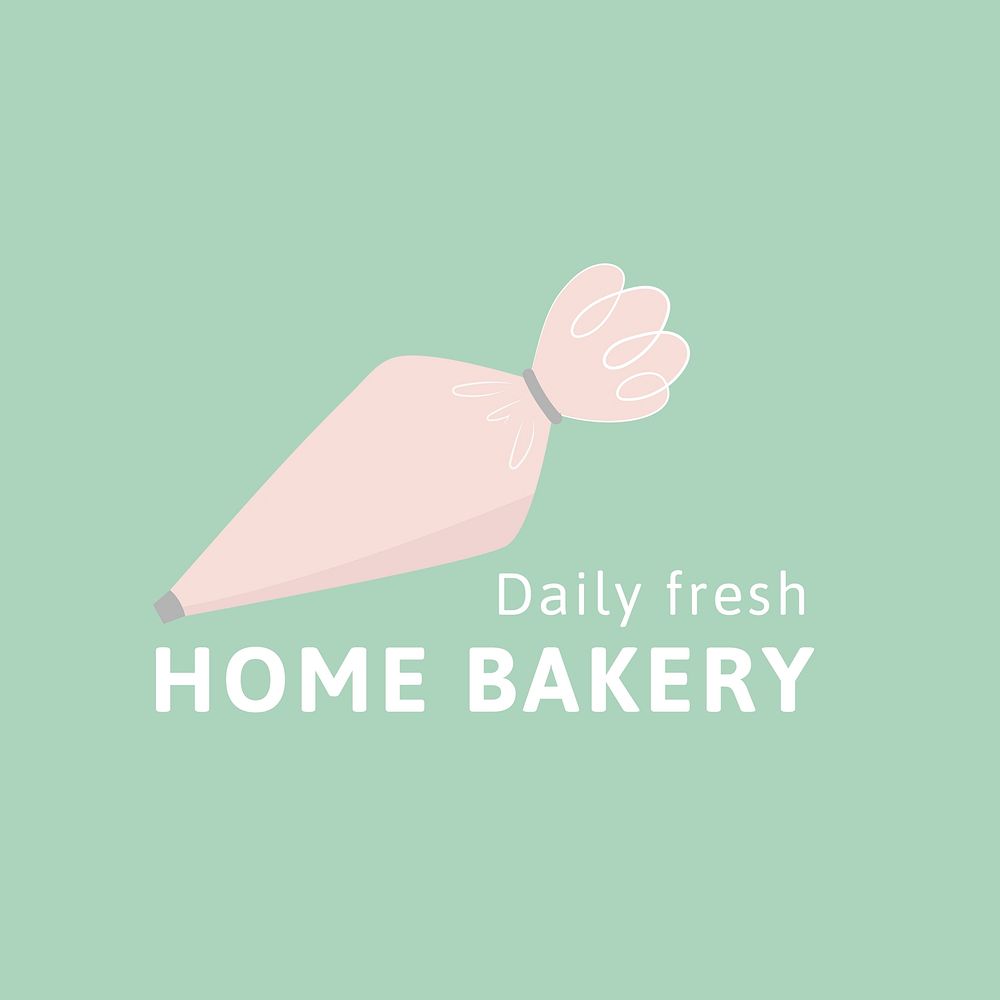 Cute bakery logo template, piping bag brand design vector
