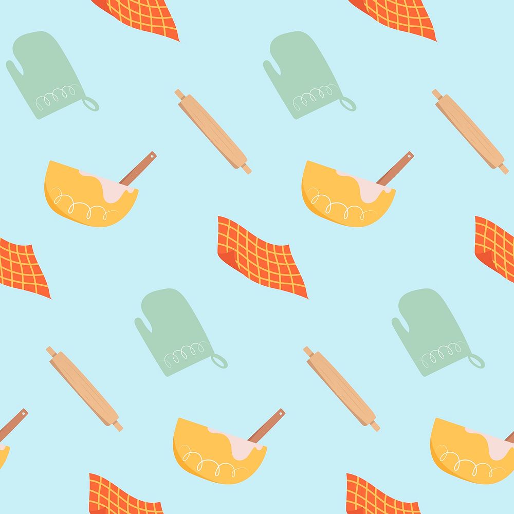 Cute kitchen seamless pattern background, illustration