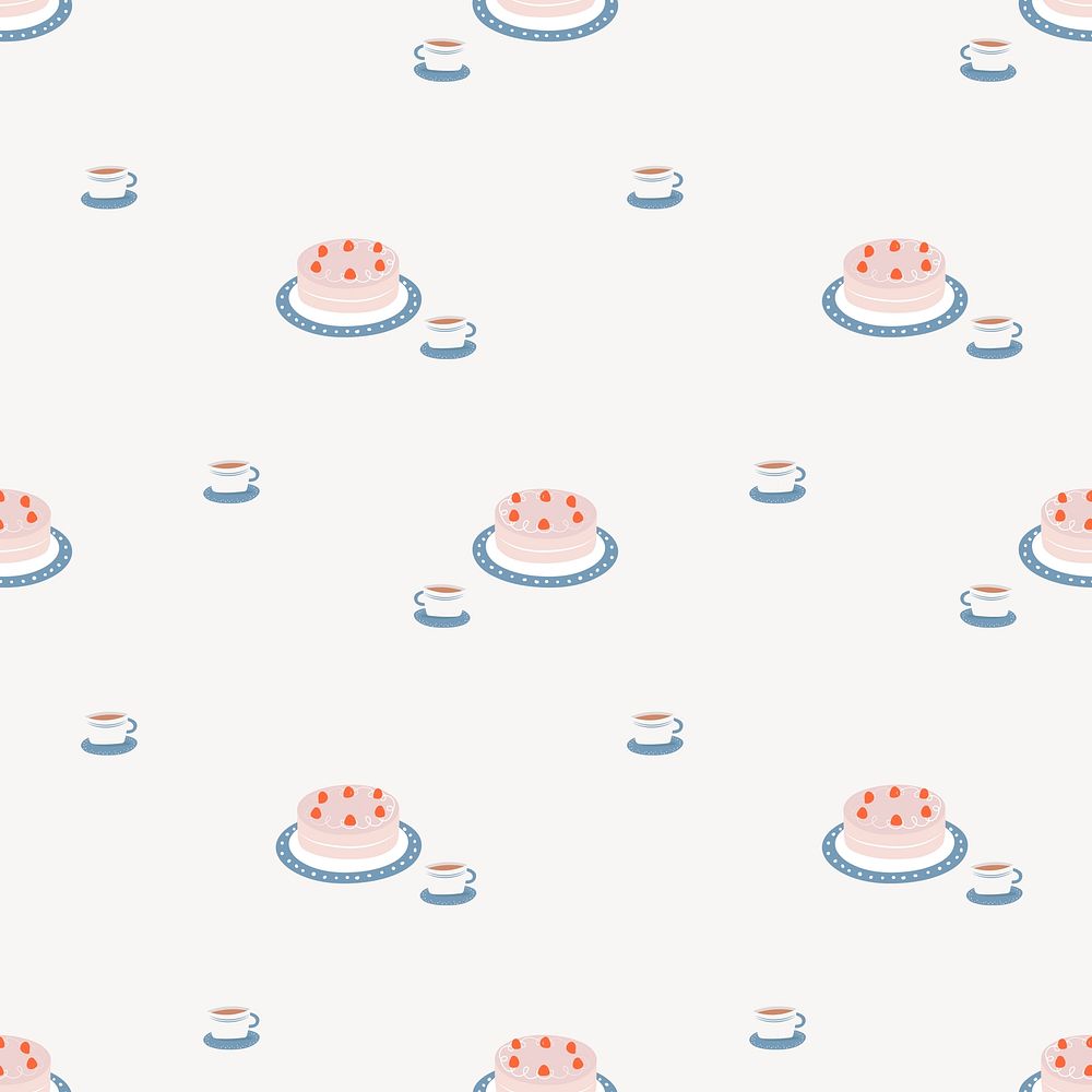 Cute cakes seamless pattern background social media post vector