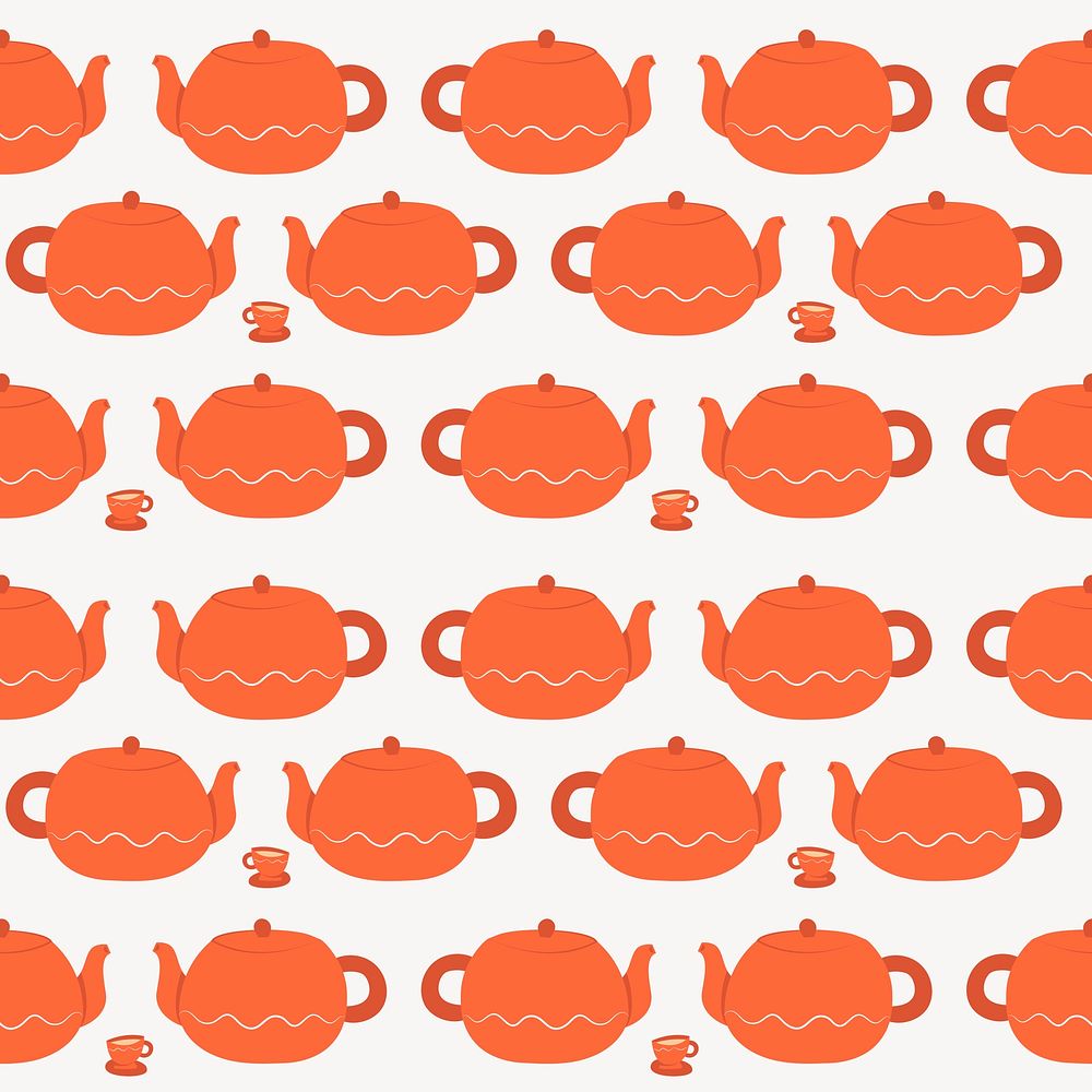 Cute orange kettle seamless pattern background social media post