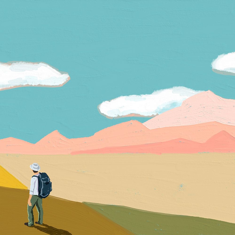 Watercolor mountain background, aesthetic exploration design