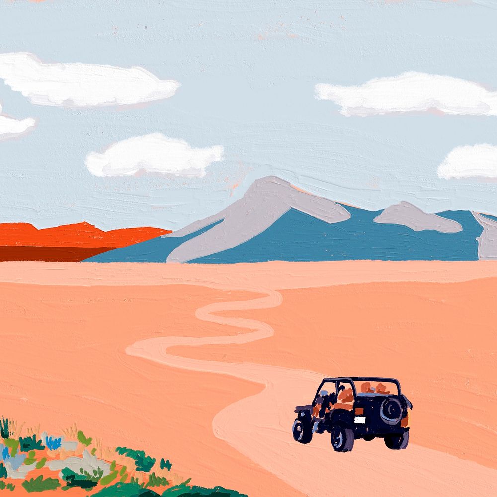 Aesthetic desert background, watercolor exploration design