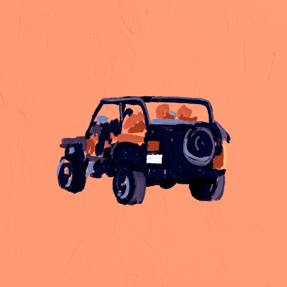 Exploration sticker on orange background, minimal paint brush design psd