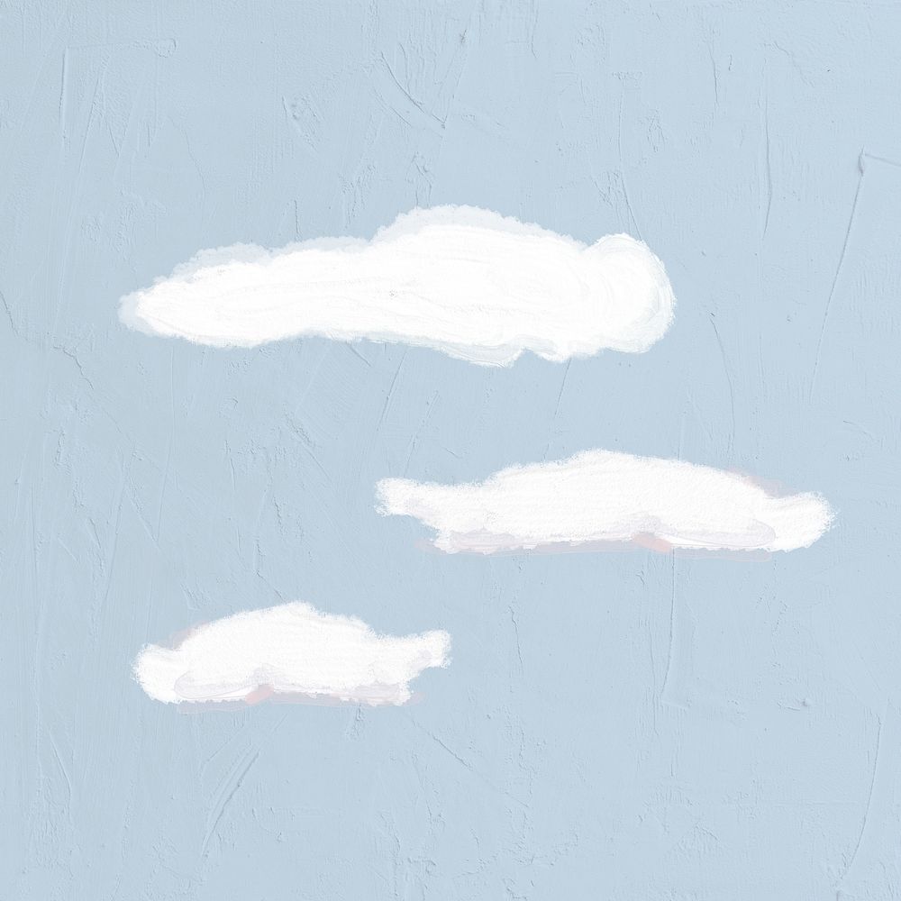 Watercolor painting cloud, nature illustration on blue background, simple nature design