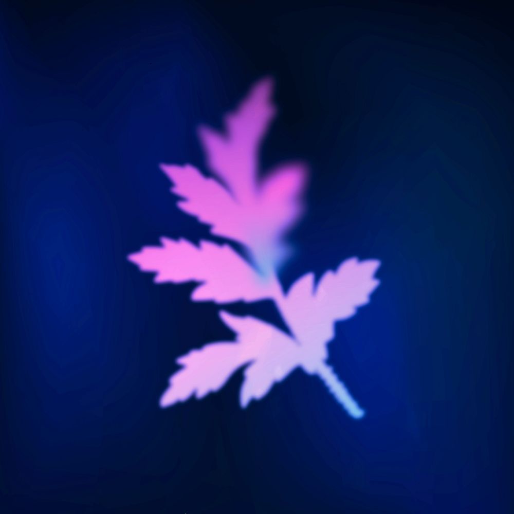 Gradient leaf nature sticker, purple and blue neon graphic vector
