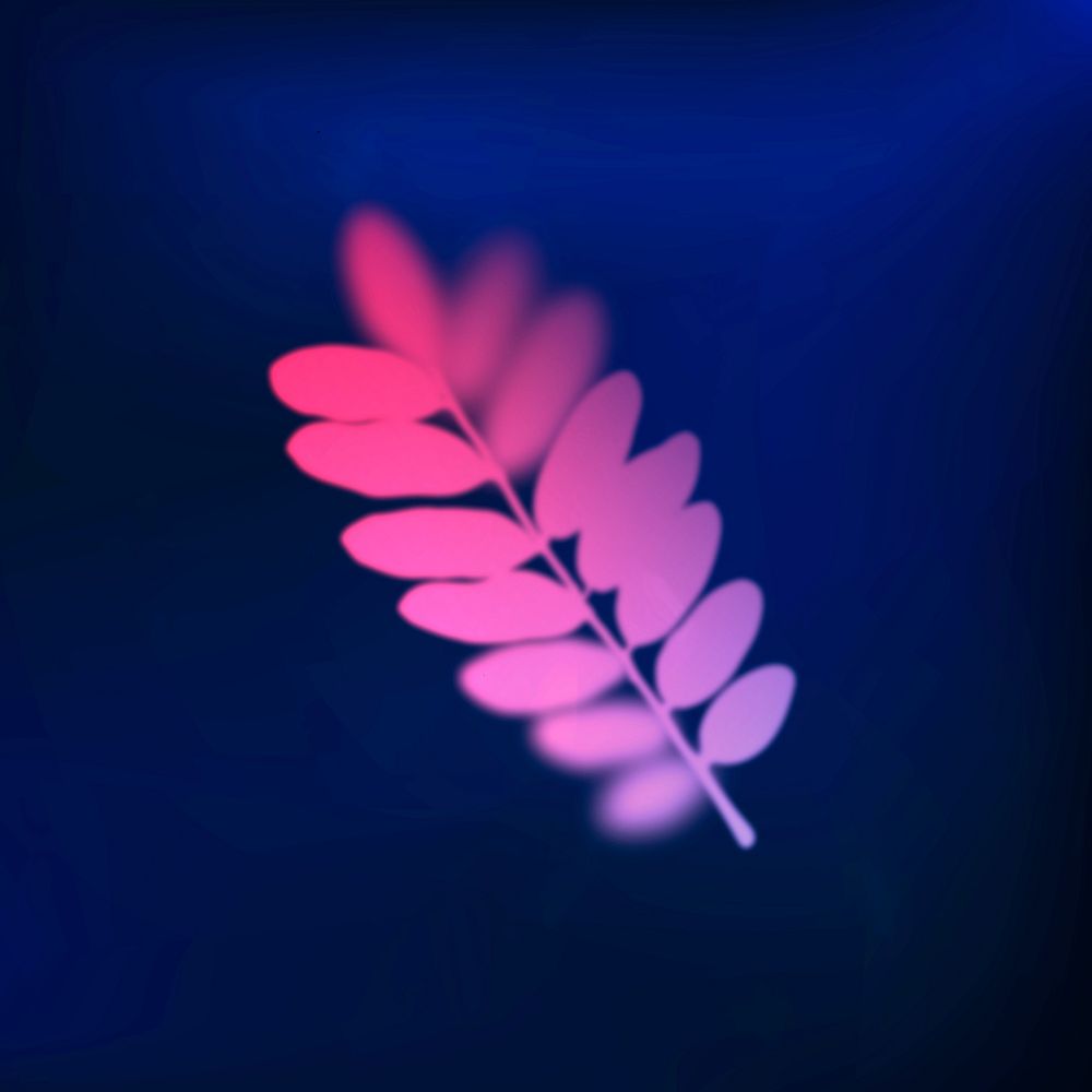 Gradient leaf nature sticker, pink and purple neon graphic vector