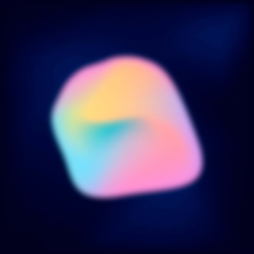 Blob shape vector element, gradient pastel pink, blue, and yellow element