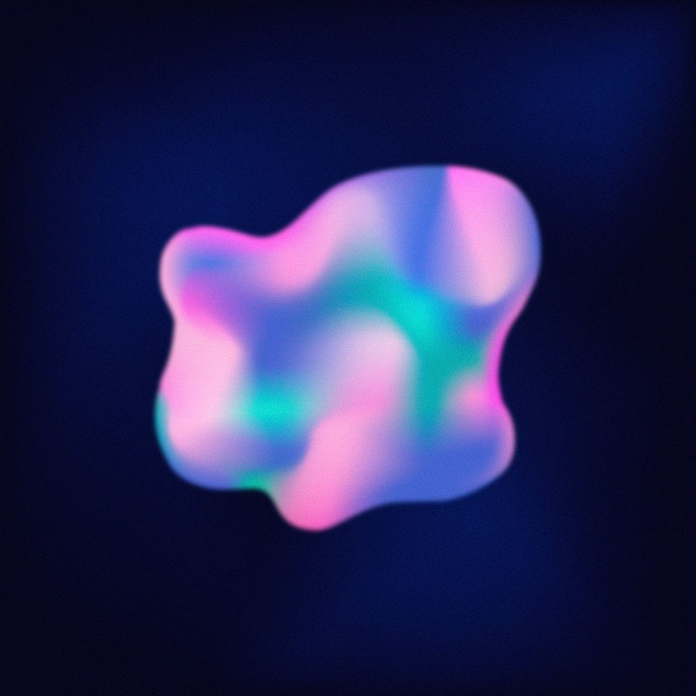 Pink, blue, and green iridescent gradient blob shape, colorful image