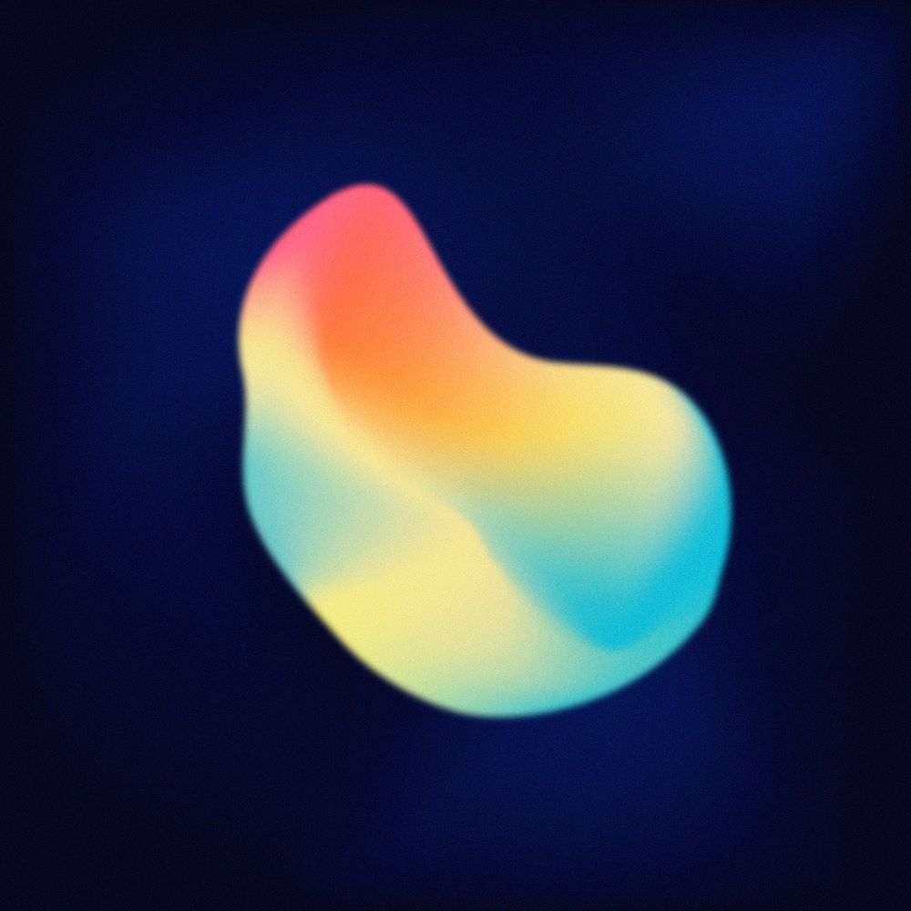 Gradient blob shape design element, orange, blue, and yellow, abstract aesthetic psd