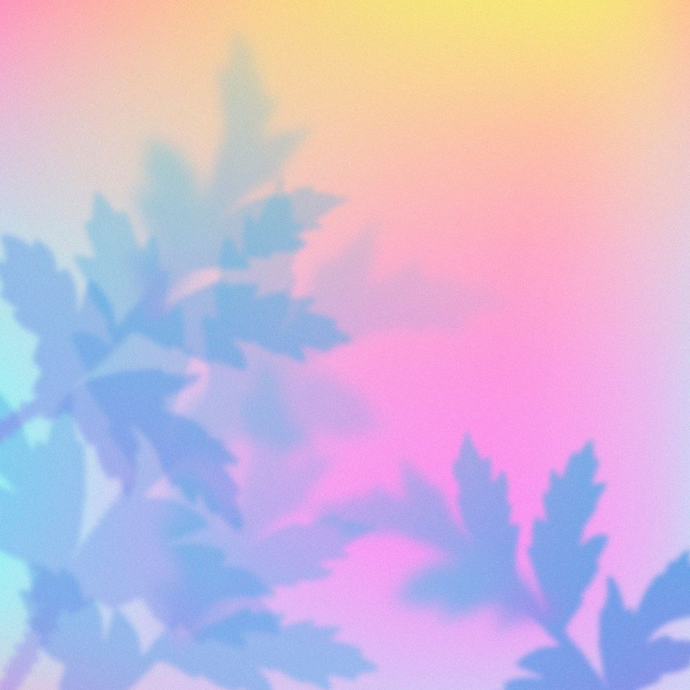 Aesthetic gradient background, leaf border, colorful design