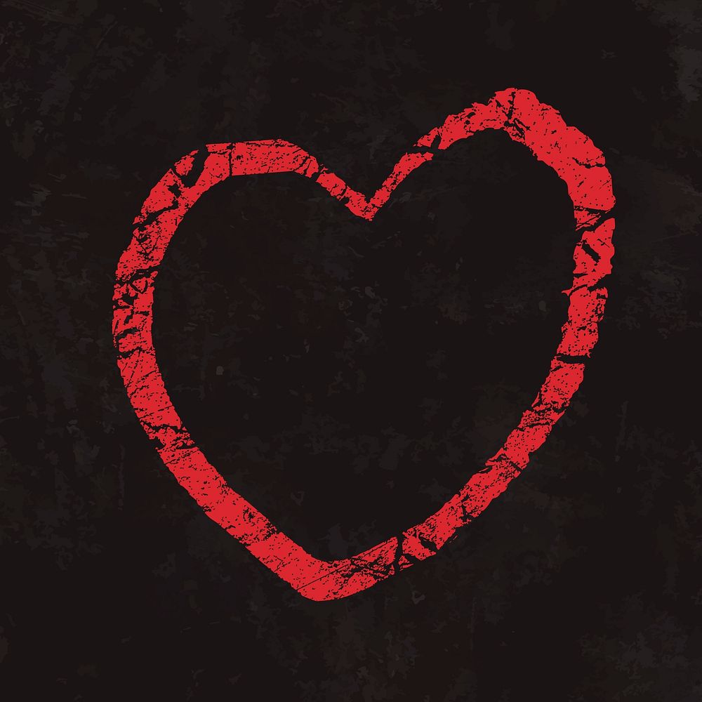 Red heart sticker, black background vector