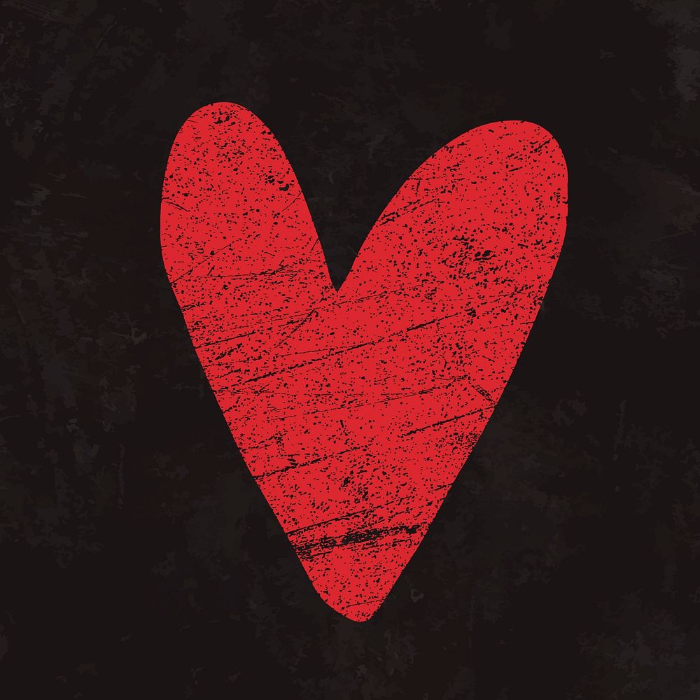 Distressed heart sticker, red design vector