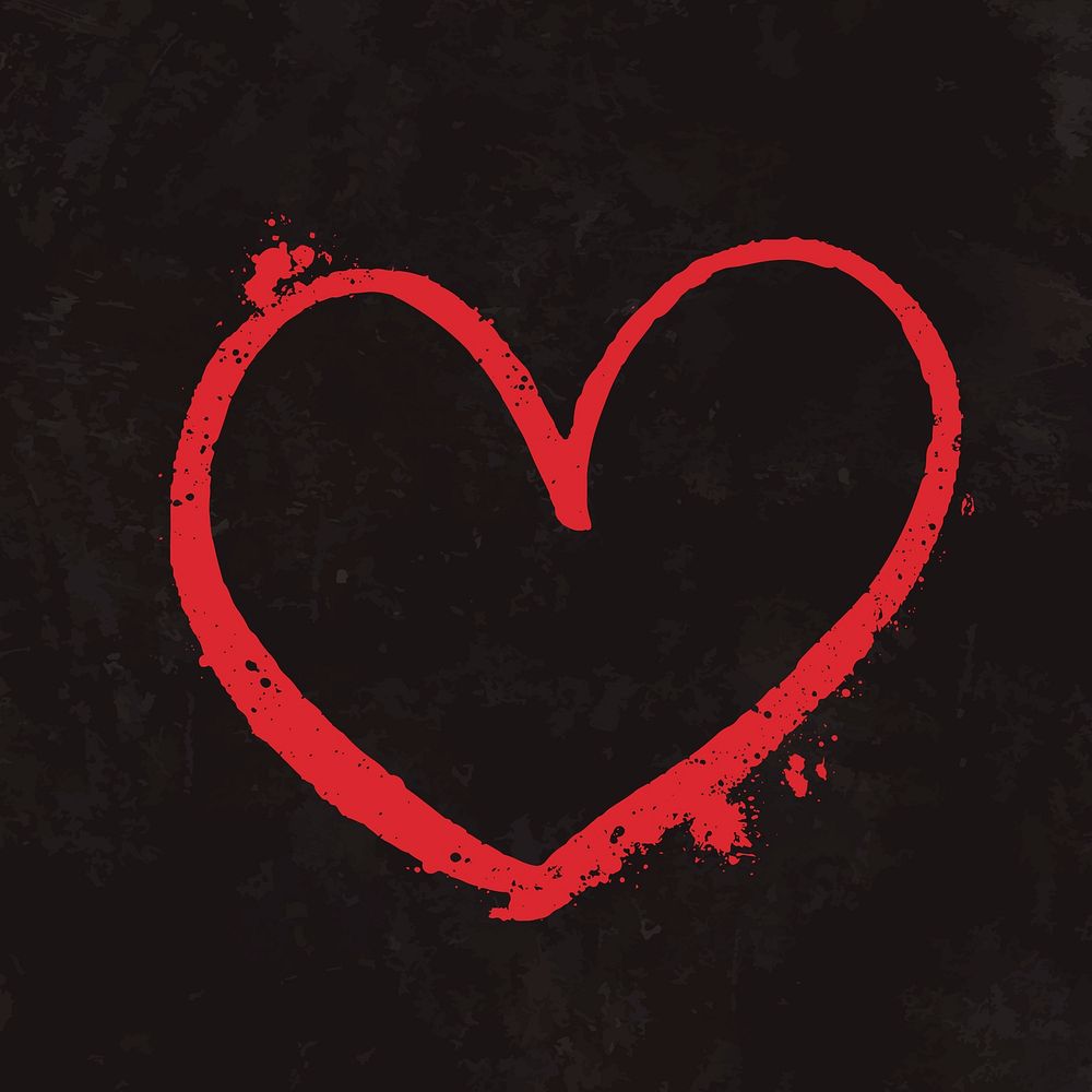 Distressed heart sticker, red design vector