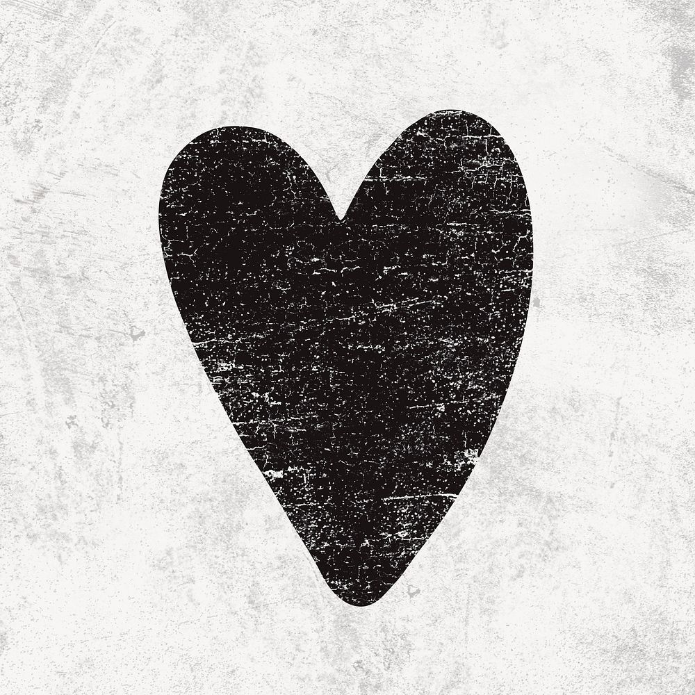 Black grunge heart clipart, dark design 